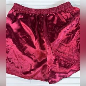 Dior Satin Elastic-Waist Shorts in Deep Burgundy